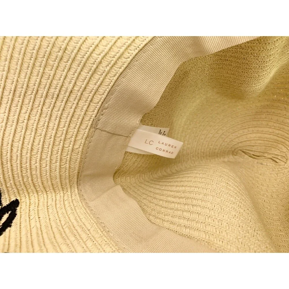 LC Lauren Conrad Beige 100% Paper Sun Hat Wide Brim Church Casual Beach Travel